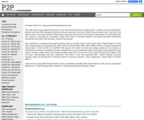 Programmer2Programmer.net(Security, Encryption, Password Recovery, Free Live Project Source Code, Microsoft Certification Tips) Screenshot