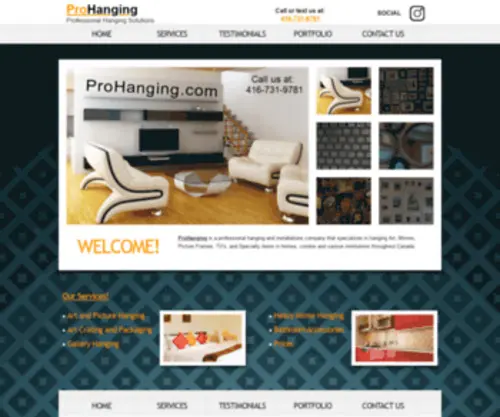 Prohanging.com(Professional art and mirrors installation services in Toronto) Screenshot