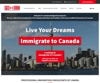 Proicc.com(Professional Immigration Consultants of Canada) Screenshot