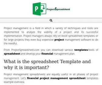 Projectspreadsheet.com(Project Management Spreadsheet Template) Screenshot