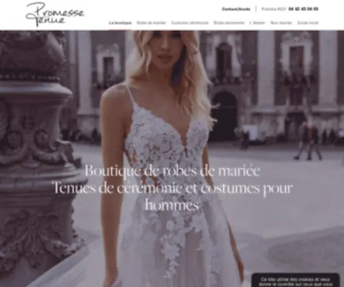 Promesse-Tenue.fr(Vente robes de mariée et costumes de marié à Saint Mitre les Remparts près Marseille) Screenshot