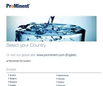 Prominent.com(Experts in Metering Technology and Water Treatment) Screenshot