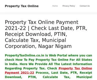 Propertytaxonline.co.in(Property Tax Online Payment 2021) Screenshot