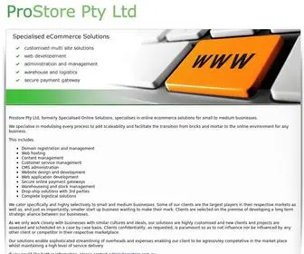 ProStore.com.au(Prostore eCommerce Solutions) Screenshot