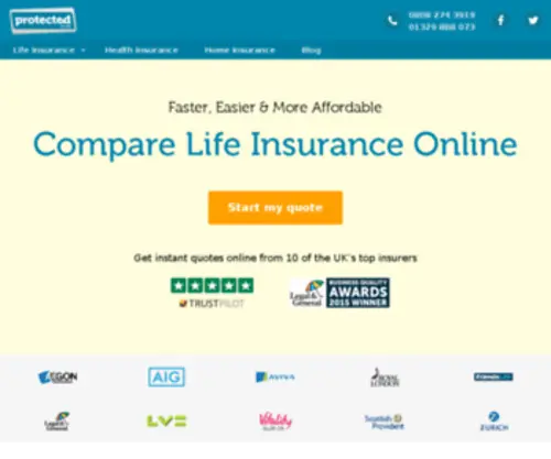 Protected.co.uk(Compare Life Insurance Quotes with up to £100 Cash Back) Screenshot