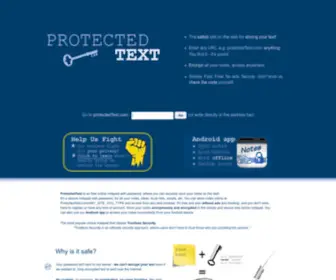 Protectedtext.com(Free online encrypted notepad) Screenshot