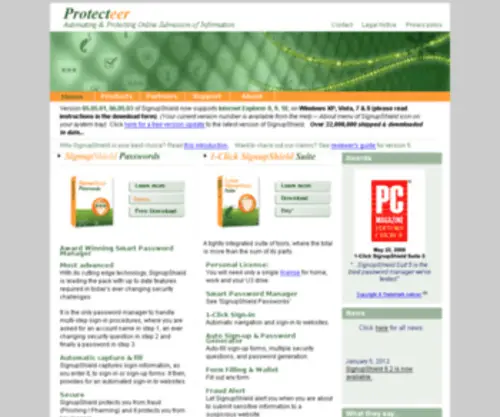 Protecteer.com(Preventing Identity Theft and Spam at its source) Screenshot