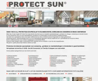 Protectsun.nl(Protectsun 33 jaar kwaliteit zonwering raamdecoratie gordijnen vitrage warmtewering Amsterdam) Screenshot