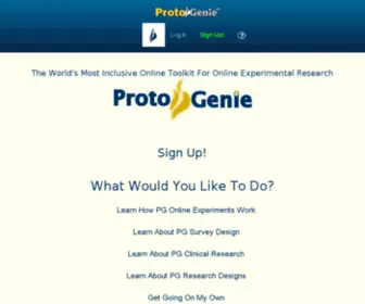 Protogenie.com(Research Design Software Tools) Screenshot