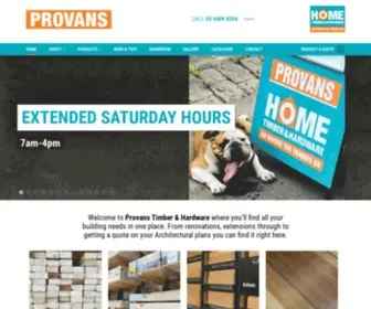 Provans.com.au(Provans Home Timber and Hardware) Screenshot