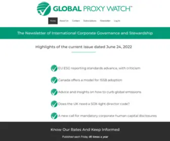 Proxywatch.com(The weekly newsletter of international corporate governance) Screenshot