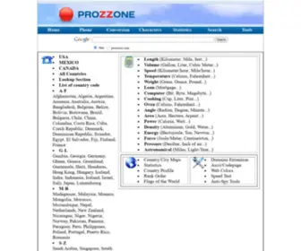 Prozzone.com(Phone area code) Screenshot