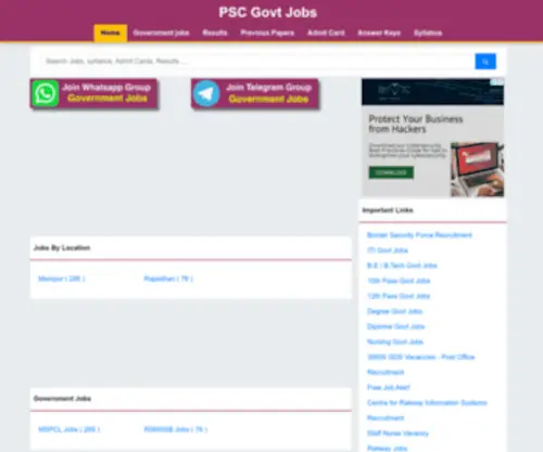 PScgovtjobs.com(PSC Govt JobsRecruitment for State PSC) Screenshot
