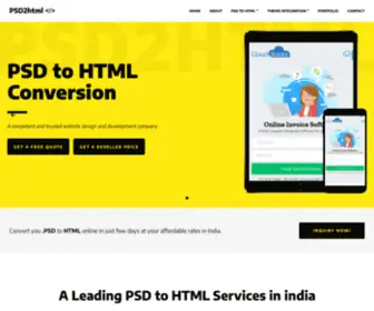 PSD2HTmlindia.com(PSD to HTML Services) Screenshot