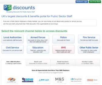 Psdiscounts.com(Free Employee Benefits Portal for Public Sector Staff in the UK) Screenshot