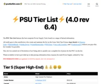 Psutierlist.com(Psu tier list) Screenshot