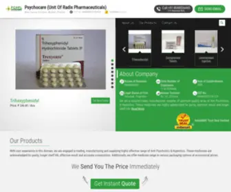 PSYchocareindia.com(Pharmaceutical Tablets and Pharmaceutical Tablet Manufacturer) Screenshot