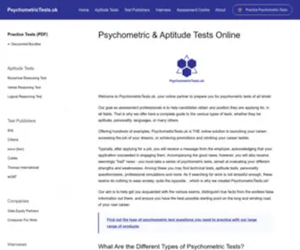 PSYchometrictests.uk(Online Psychometric and Aptitude Tests Explained) Screenshot