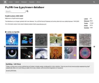 PSYDB.net(Goa & psytrance database) Screenshot