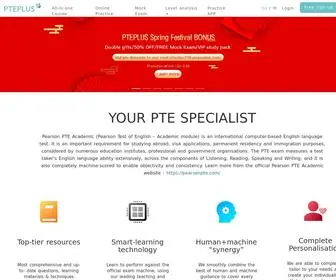 Pteplus.com.au(Buy PTE Practice Tests to Help Your Pearson Academic Study) Screenshot