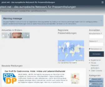 Ptext.net(Das europäische Netzwerk für Pressemitteilungen) Screenshot