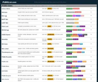 Pubglist.com(New PUBG sites to win PUBG skins) Screenshot