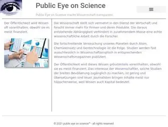 Publiceyeonscience.ch(Public Eye on Science) Screenshot