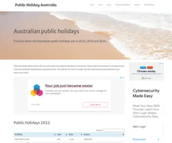 Publicholidayaustralia.com.au(Australian public holidays 2023) Screenshot