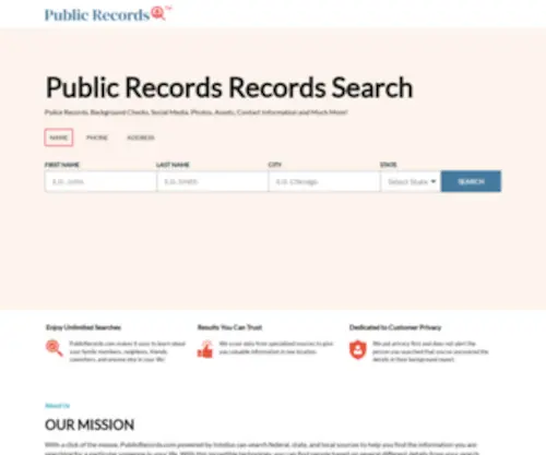 Publicrecords.com(People search) Screenshot