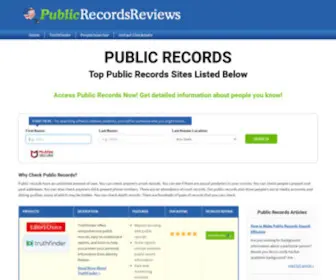 Publicrecordsreviews.com(Top Public Records Sites for searching) Screenshot