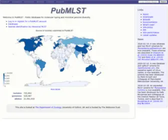Pubmlst.net(Public databases for molecular typing and microbial genome diversity) Screenshot