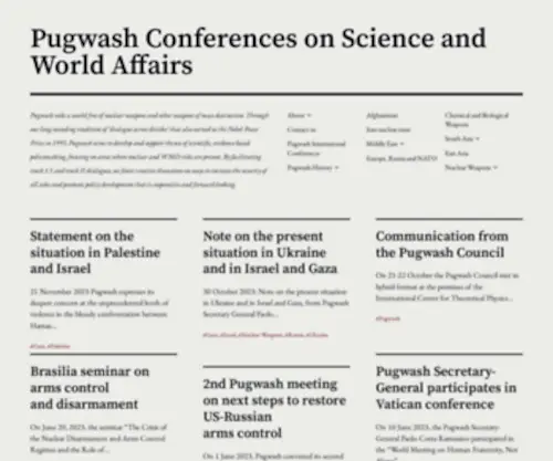 Pugwash.org(Pugwash seeks a world free of nuclear weapons and other weapons of mass destruction) Screenshot