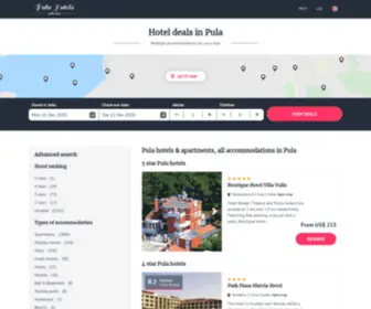 Pula-Hotels.com(Pula hotels & apartments) Screenshot