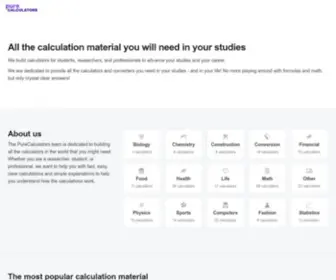 Purecalculators.com(Purecalculators has all calculators and converters you need for your work or studies) Screenshot