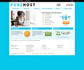 Purehost.com(Small business web hosting offering additional business services such as) Screenshot