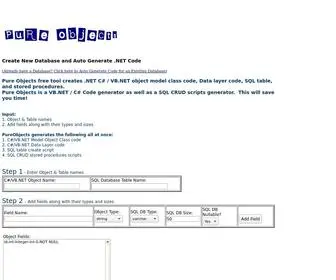 Pureobjects.com(Free Code Generator for ASP C# NET) Screenshot