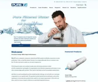 Puretusa.com(Pure T Water Treatment Technologies is the premier manufacturer and supplier of components for residential and commercial reverse osmosis and water filtration systems) Screenshot