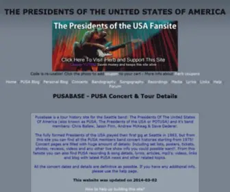 Pusabase.com(Presidents of the USA Concerts & Tour Dates. PUSA and Caspar Babypants (Chris Ballew)) Screenshot