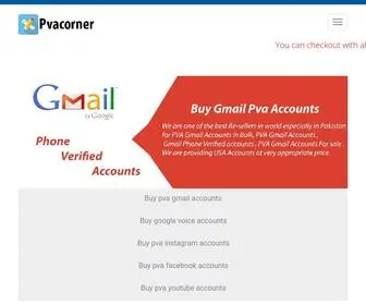 Pvacorner.com(Buy Affordable PVA Accounts with Instant Delivery's) Screenshot