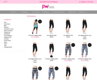 Pwdancewear.com.au(PW Dance & Sportswear’s range of top quality apparel and footwear) Screenshot