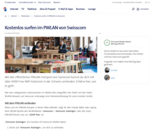 Pwlan.ch(Swisscom residential customers) Screenshot