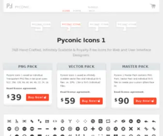 Pyconic.com(PyconicRoyalty-Free Vector Icons, Raster and Font-face Formats for Web and User Interface Designers) Screenshot