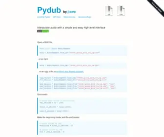 Pydub.com(Jiaaro/pydub @ GitHub) Screenshot