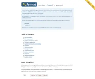 Pyformat.info(Using % and .format for great good) Screenshot
