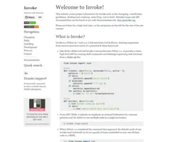 Pyinvoke.org(Invoke documentation) Screenshot
