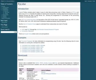 Pylidar.org(Pylidar 0.4.4 documentation) Screenshot