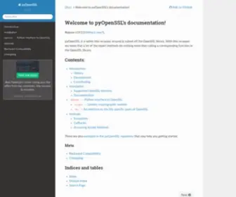 Pyopenssl.org(PyOpenSSL’s documentation) Screenshot