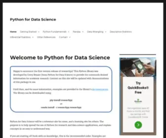 PYthonfordatascience.org(Python for Data Science) Screenshot