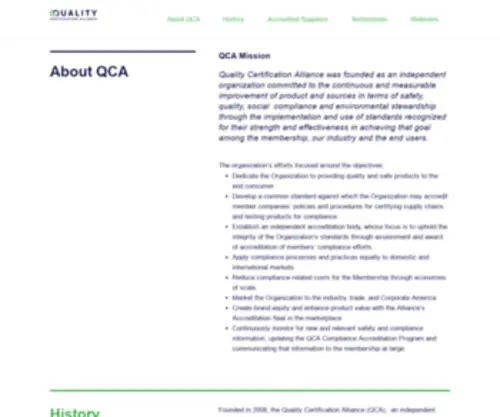 Qcalliance.org(Quality Certification Alliance) Screenshot