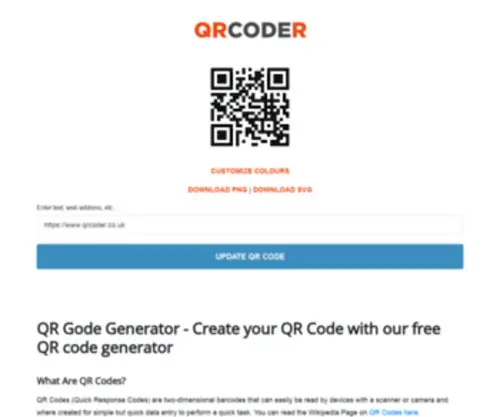 Qrcoder.co.uk(Free qr code api) Screenshot